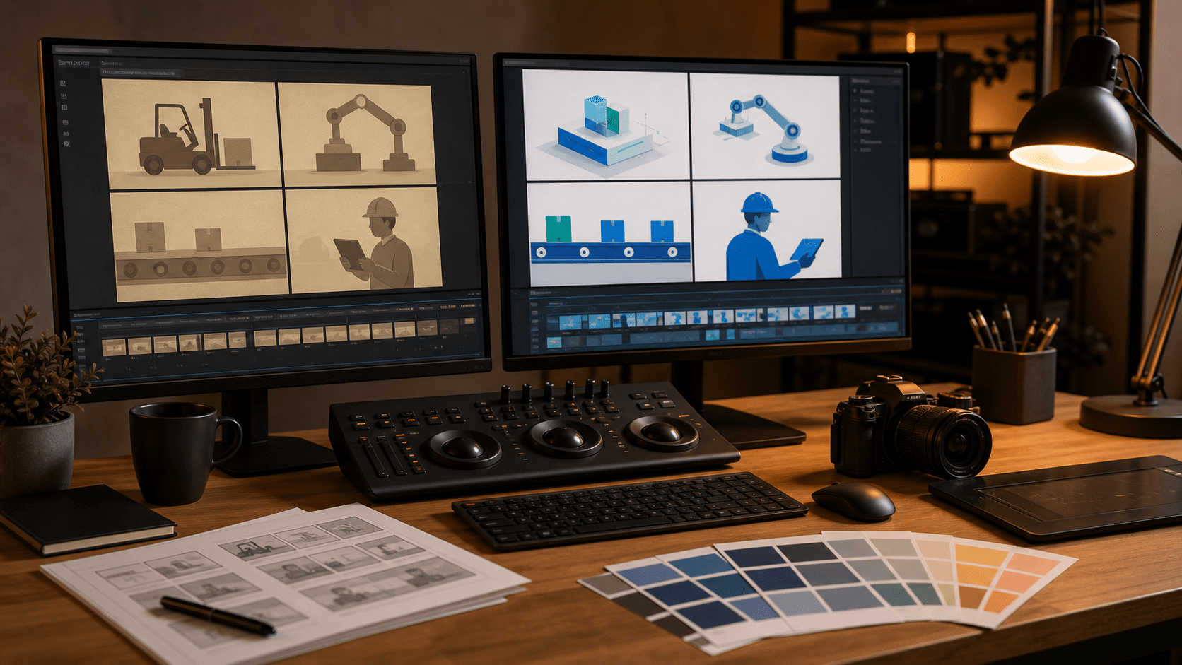 Explainer video refresh shown as an old video concept becoming a modern updated version