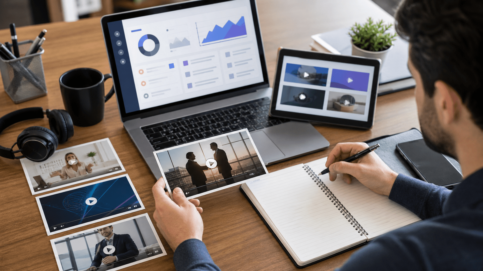 Video content for sales teams shown as multiple sales enablement video assets on a workspace